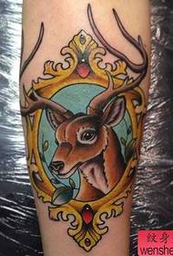 Leg color antelope tattoo work