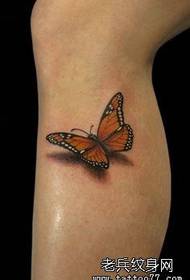 Tredimensjonalt tatoveringsmønster for sommerfugl på leggen