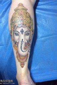 The color of the leg is like a tattoo and the tattoo is shared by the tattoo show.