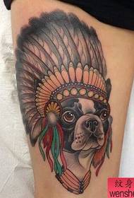 Pola tattoo anjing warna warna