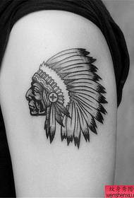 Black gray portrait indian avatar tattoo pattern