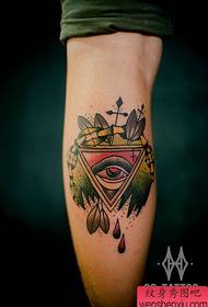 A popular eye tattoo of the eye in the leg