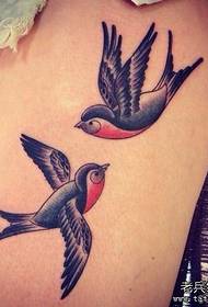 un modello di tatuaggio ingoiare la coscia