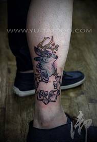 Leg color antelope tattoo pattern