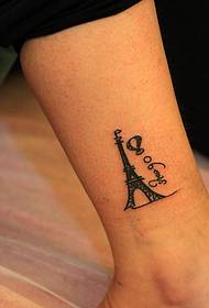 Pàtran tatù tùr ankle eiffel