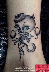 Corak tattoo kucing ucing lucu pikeun suku budak awéwé