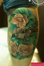 Pola tato burung berwarna indah dan indah di kaki