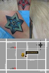 The popular six-star tattoo pattern on the legs