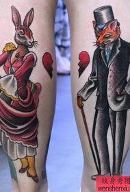 egy láb róka család tetoválás mintát