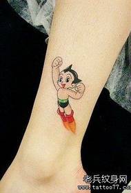 Gamay nga lab-as nga mga tiil cartoon braso nga puthaw nga Astro Boy nga tattoo naglihok