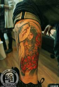 Tattoo show, recommend a leg color flower tattoo work