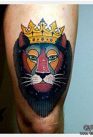 Leg Lion Crown tattoo work