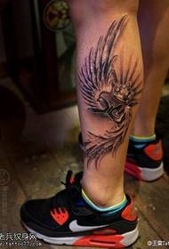 Leg creative wings crown tattoo works