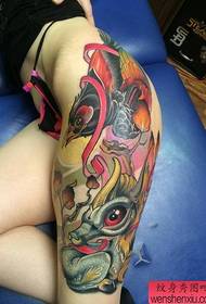 Woman legs color tattoo pattern