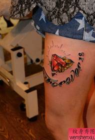 Leg color diamond letter tattoo pattern