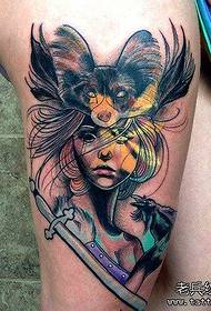Tattoo show, recommend a leg creative girl tattoo work