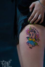 Cute, cute cartoon pig tattoos for girls legs