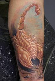 腿部时尚经典的欧美彩色蝎子纹身图案
