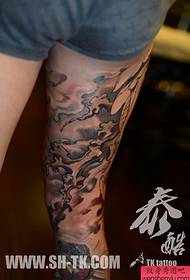 Kaki, kaki, ikan, lotus (1) pola tato
