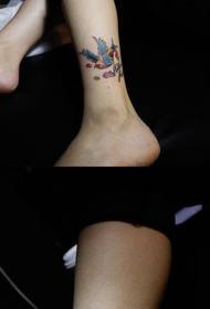 Kaunis pieni niellä tatuointikuvio tyttöjen jaloille