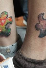 Legs stylishly beautiful couple starry sky puzzle tattoo pattern