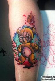 A classic skull bear tattoo pattern on the legs