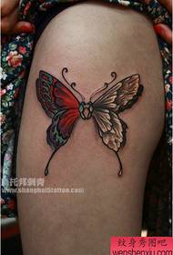 Bellissimo modello di tatuaggio farfalla femminile sulle gambe delle ragazze