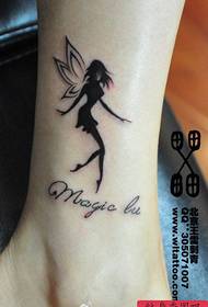 Divatos lányok lábak kis angyal tetoválás minta