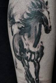 Modello classico del tatuaggio del cavallo della pittura dell'inchiostro della gamba