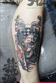 Tattoo show, recommend a leg creative clown tattoo