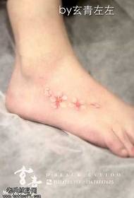 foot pink flower tattoo pattern