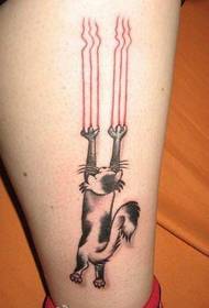 dívky jako roztomilý tetování kočky vzor na nohou