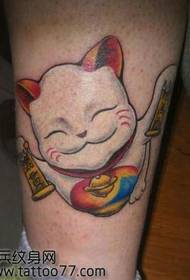 Beauty Legs Lucky Cat Tattoo Pattern