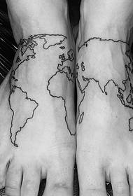 Dobre instep con patrón de tatuaje de mapa representativo chinés