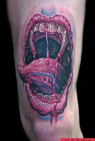 European leg horror mouth tattoo pattern