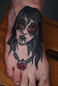 tribal woman tattoo pattern of the foot