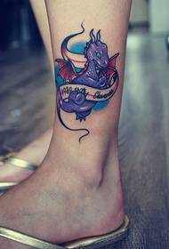 aṣa awọ kokosẹ awọ dinosaur tatuu apẹrẹ aworan