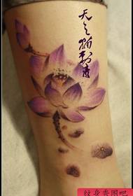 ragazza gambe tinta pittura stile di culore di lotus tatuaggi di mudellu