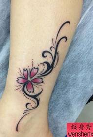 girls legs cherry and totem vine tattoo pattern