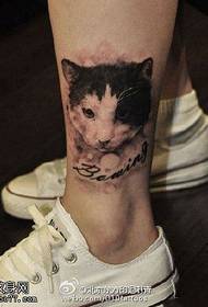 잉크 흑백 고양이 문신 패턴