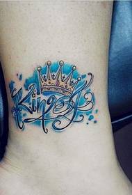 bella ankle bella culore corona lettera di mudellu di tatuaggi