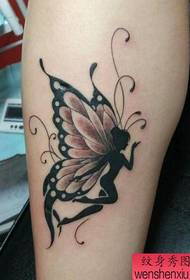 Matahum nga babaye nga itom nga grey butterfly elf tattoo pattern