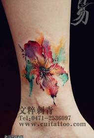 Ankle Watercolor Floral Tattoo Mifananidzo