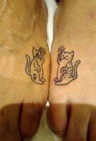Baile djur tatuerar par på svart katt tatuering bild på vristen