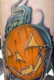 gamba tatuaggio zucca di Halloween