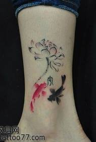 piernas hermosa moda tinta pintura loto koi tatuaje patrón