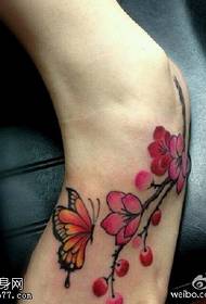 Color Beautiful Plum Butterfly Tattoo Pattern
