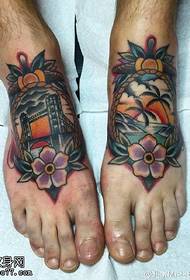 цвјетни пејзажни узорак за тетоважу стопала