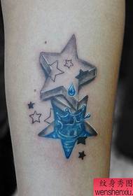 leg classic imprinted and embossed five-pointed star tattoo pattern