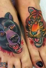 këmbë Modeli Wolf and Tiger Tattoo